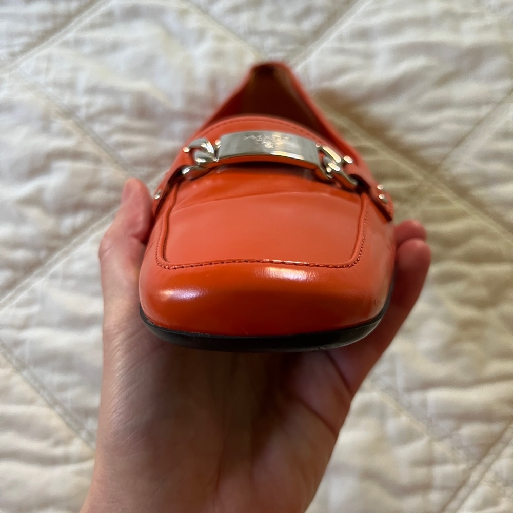 Prada Orange Leather Loafers with Silver Hardware - Picture 9 of 16